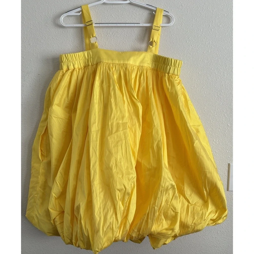 NEW Bloni Anthropologie Bubble Dress Square Neck Taffeta Yellow Large Petite